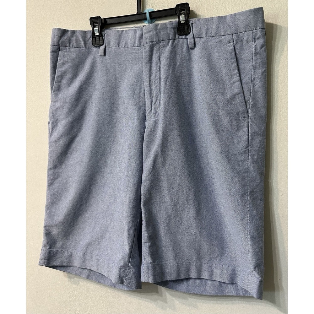 Cedarwood State Mens Shorts 32 Slim Fit Light Blue Cotton Chambray Flat Front